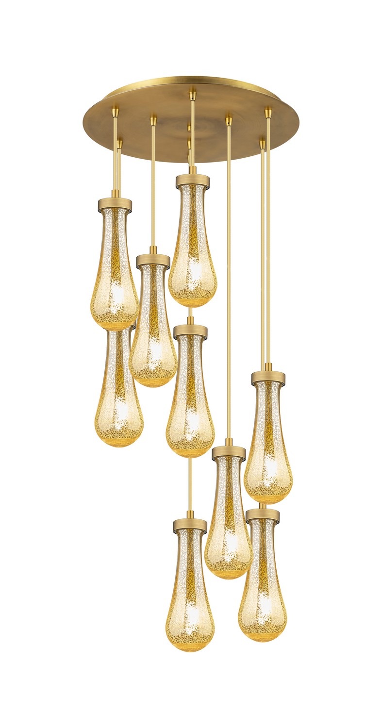 Nine Light Pendant by Innovations - Downtown Urban Collection, Brushed Brushed Brass Finish - 119-451-1P-BB-G451-4ME
