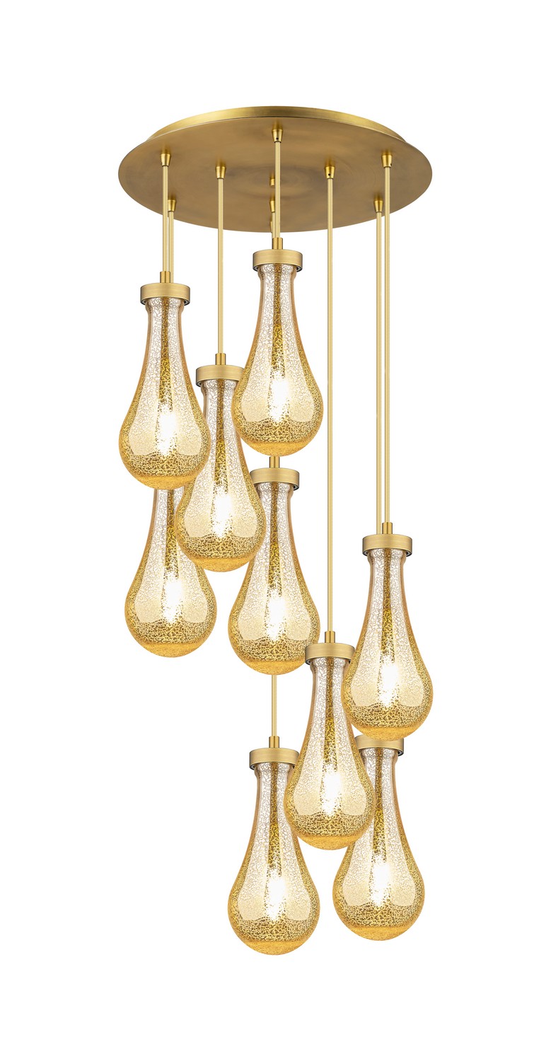 Nine Light Pendant by Innovations - Downtown Urban Collection, Brushed Brass Finish - 119-451-1P-BB-G451-5ME