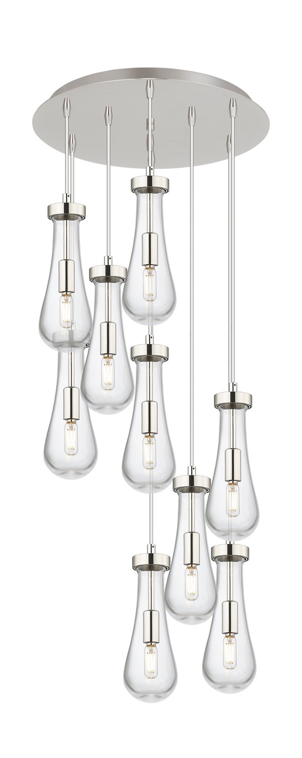 Nine Light Pendant by Innovations - Downtown Urban Collection, Polished Nickel Finish - 119-451-1P-PN-G451-4CL