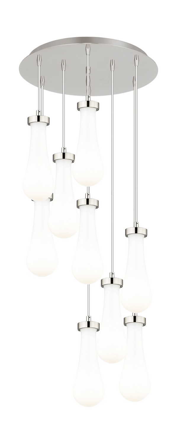 Nine Light Pendant by Innovations - Downtown Urban Collection, Brushed Polished Nickel Finish - 119-451-1P-PN-G451-4GWH