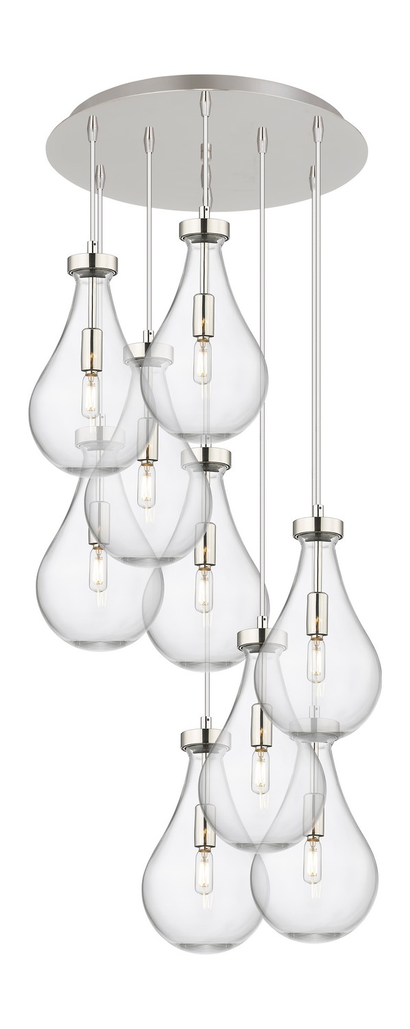 Nine Light Pendant by Innovations - Downtown Urban Collection, Polished Nickel Finish - 119-451-1P-PN-G451-7CL