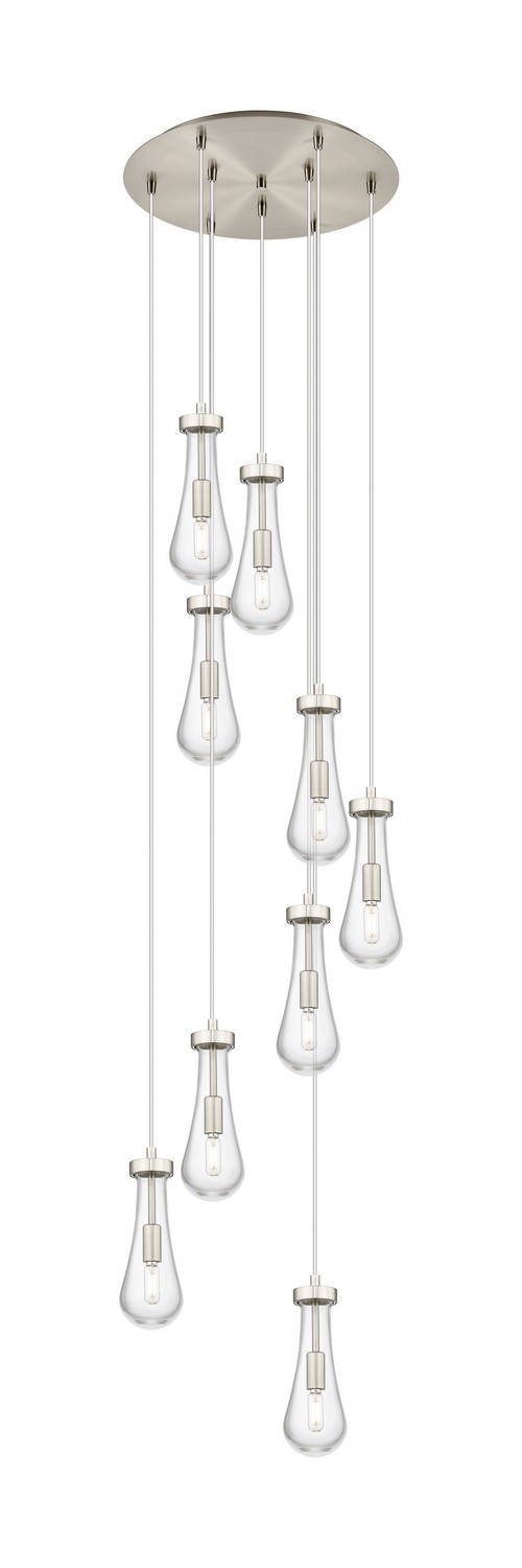 Nine Light Pendant by Innovations - Downtown Urban Collection, Brushed Satin Nickel Finish - 119-451-1P-SN-G451-4CL
