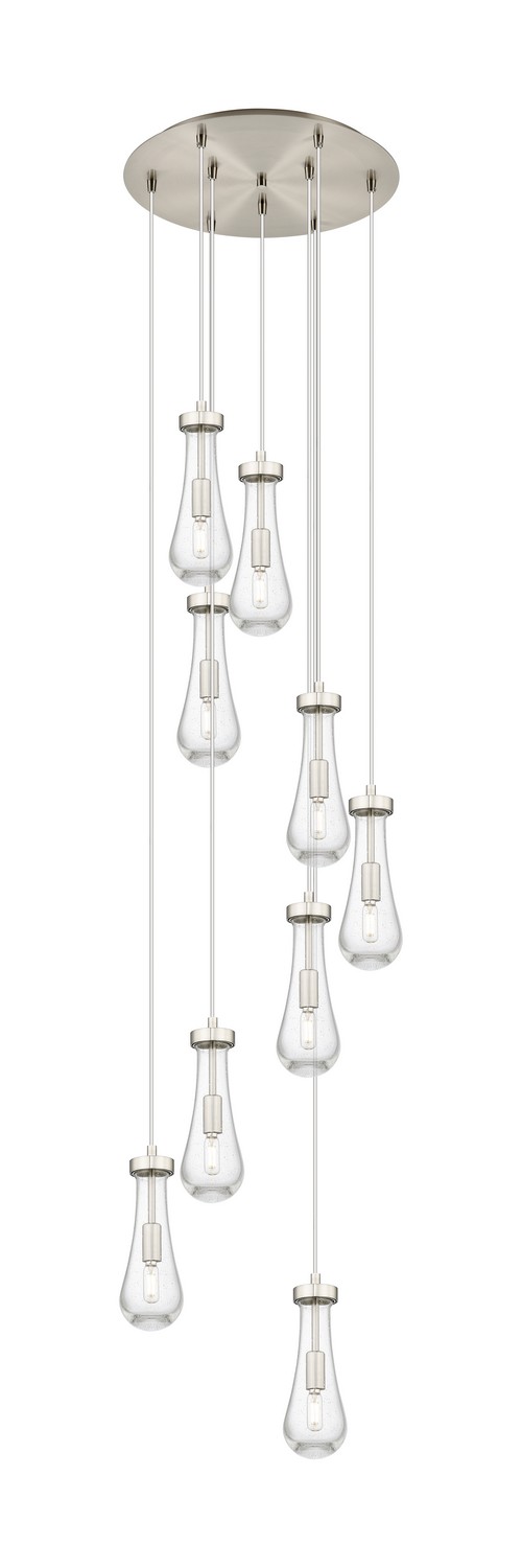 Nine Light Pendant by Innovations - Downtown Urban Collection, Brushed Satin Nickel Finish - 119-451-1P-SN-G451-4SDY