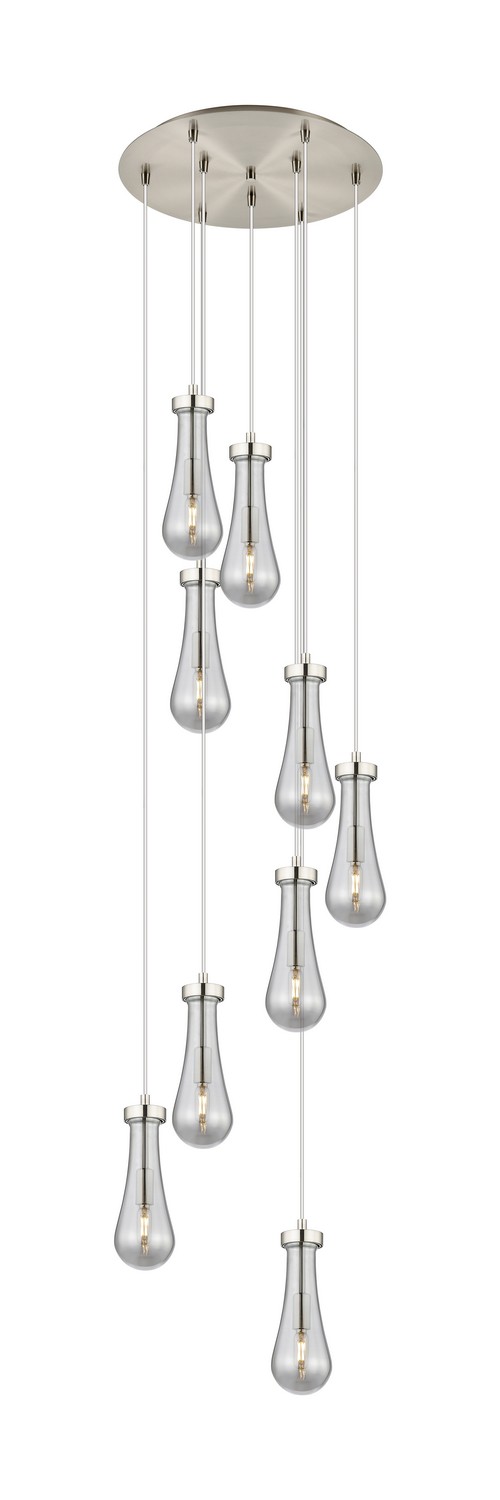 Nine Light Pendant by Innovations - Downtown Urban Collection, Brushed Satin Nickel Finish - 119-451-1P-SN-G451-4SM