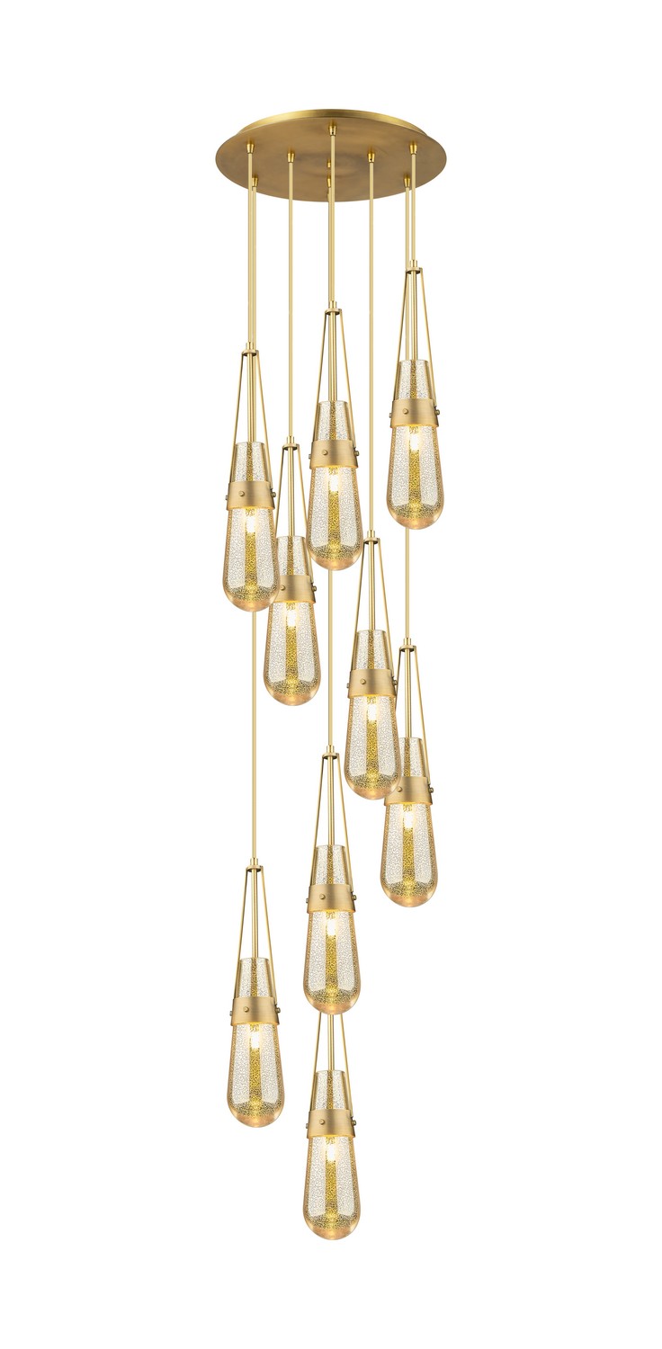 Nine Light Pendant by Innovations - Downtown Urban Collection, Brushed Brass Finish - 119-452-1P-BB-G452-4ME