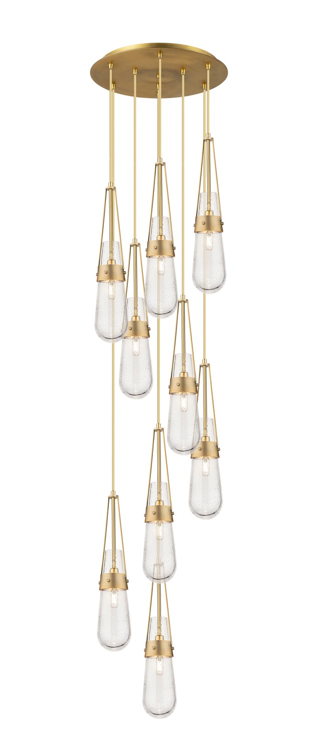 Nine Light Pendant by Innovations - Downtown Urban Collection, Brushed Brass Finish - 119-452-1P-BB-G452-4SDY