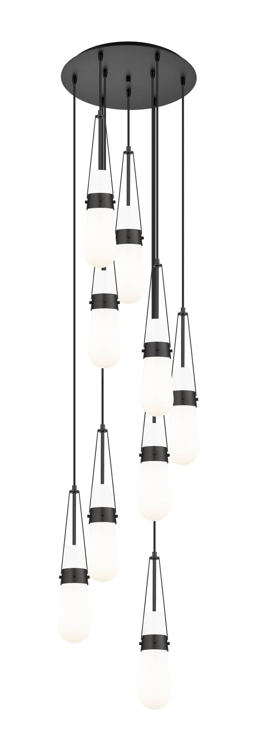 Nine Light Pendant by Innovations - Downtown Urban Collection, Matte Black Finish - 119-452-1P-BK-G452-4GWH