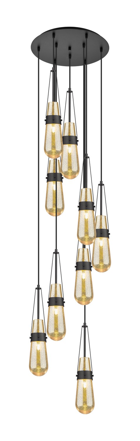 Nine Light Pendant by Innovations - Downtown Urban Collection, Matte Black Finish - 119-452-1P-BK-G452-4ME