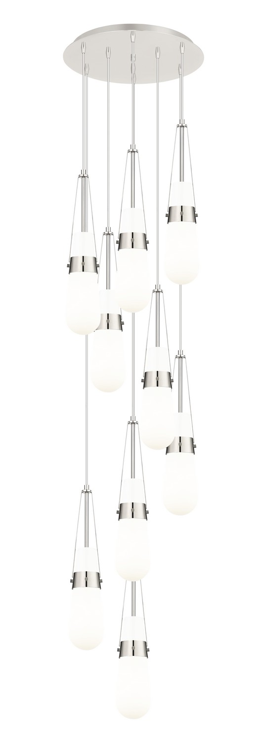 Nine Light Pendant by Innovations - Downtown Urban Collection, Polished Nickel Finish - 119-452-1P-PN-G452-4GWH