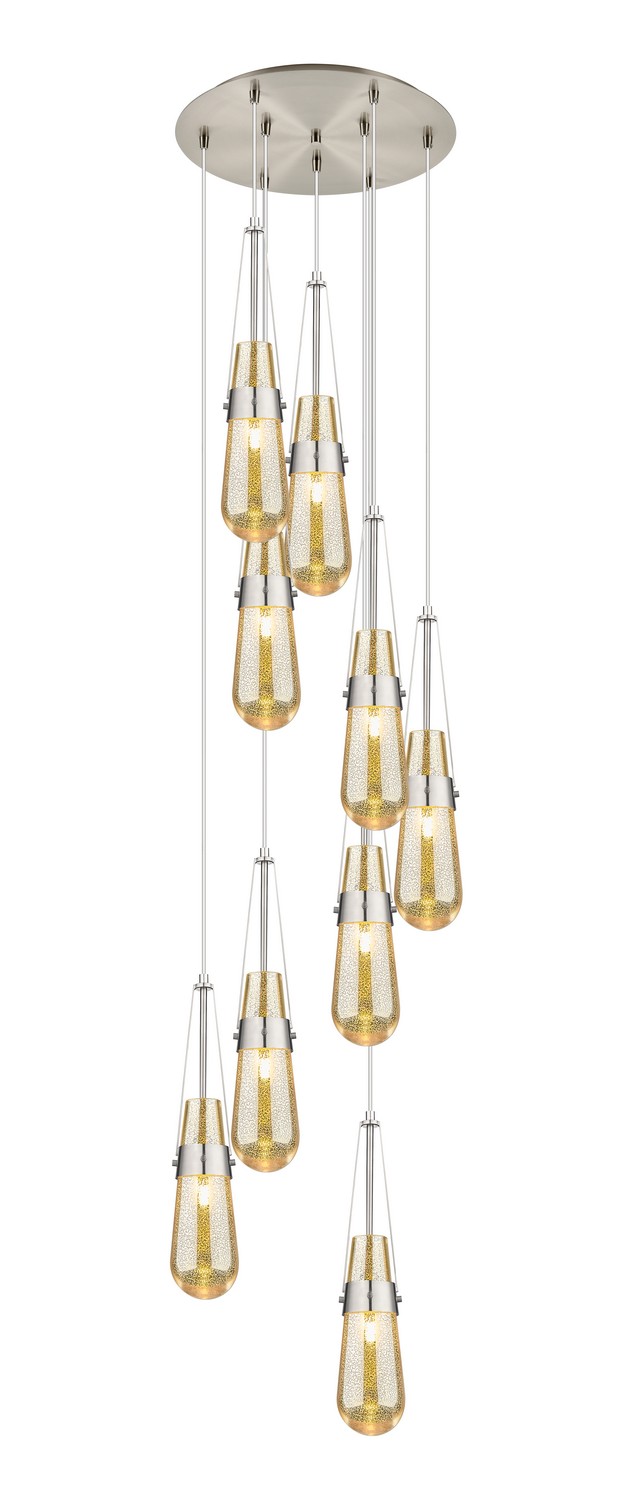 Nine Light Pendant by Innovations - Downtown Urban Collection, Brushed Satin Nickel Finish - 119-452-1P-SN-G452-4ME