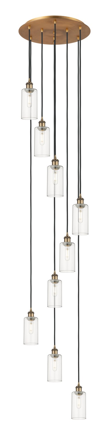 Nine Light Pendant by Innovations - Downtown Urban Collection, Brushed Brass Finish - 119B-9P-BB-G434-7CL