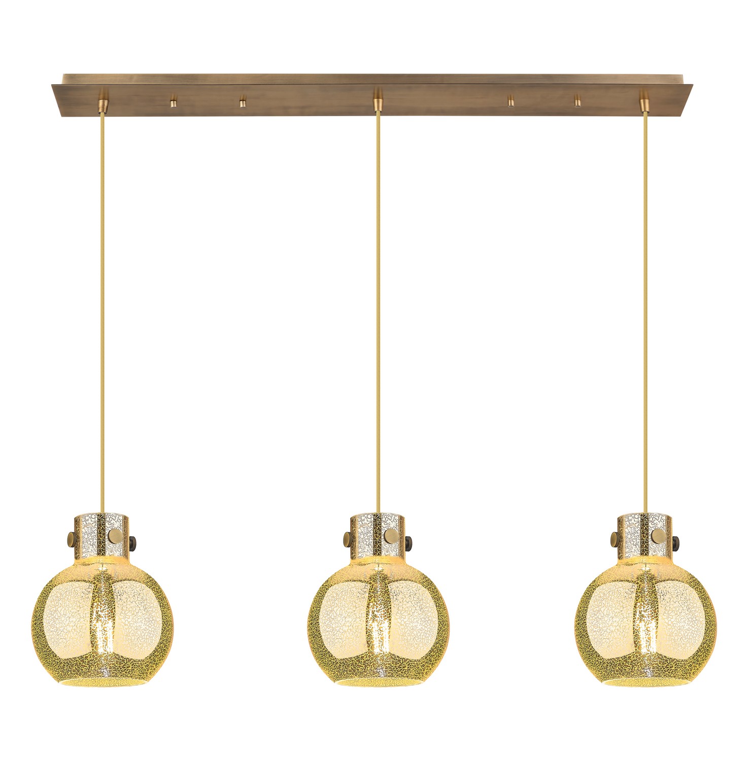 Three Light Linear Pendant by Innovations - Newton Collection, Brushed Brass Finish - 123-410-1PS-BB-G410-8ME