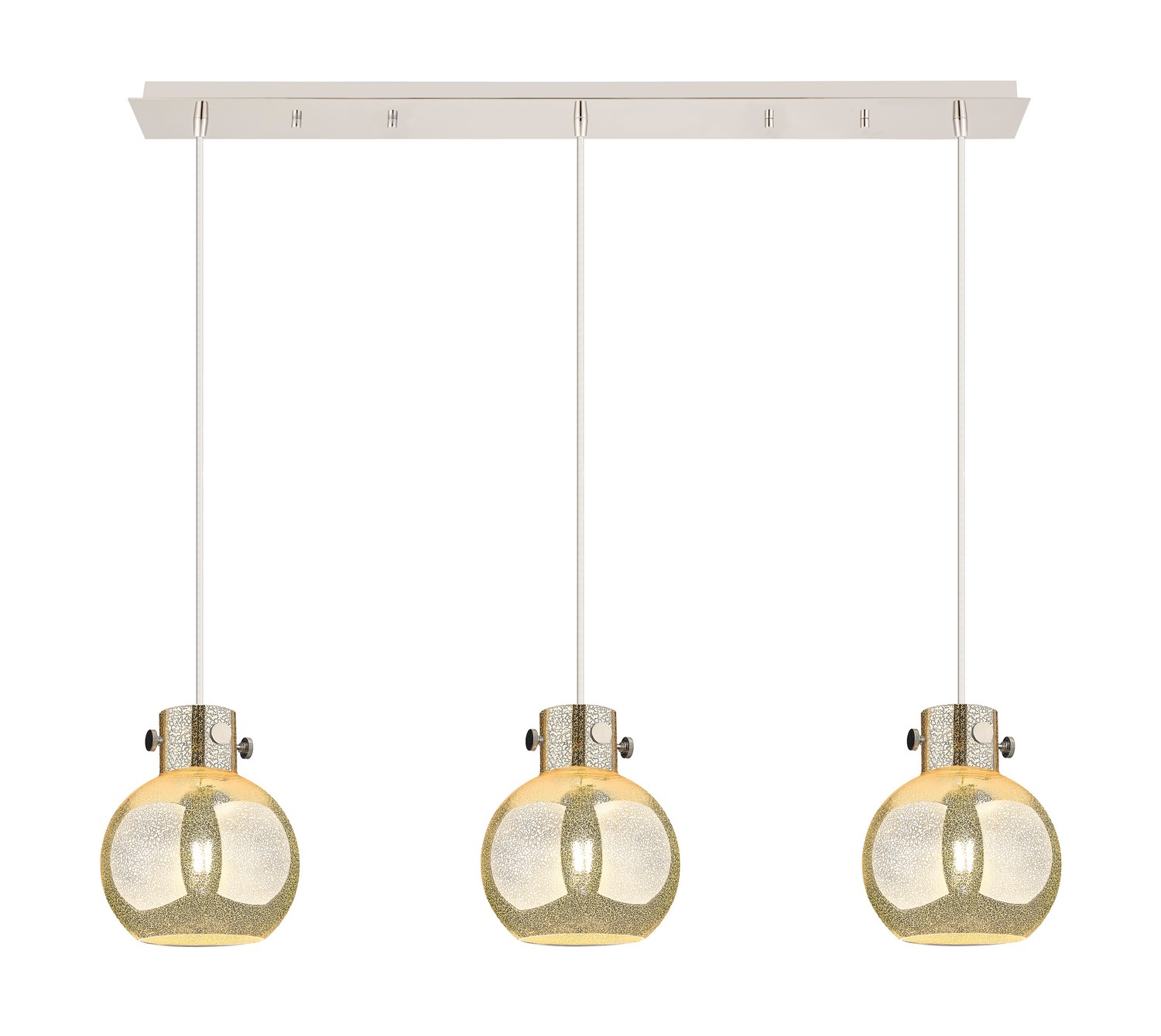 Three Light Linear Pendant by Innovations - Newton Collection, Polished Nickel Finish - 123-410-1PS-PN-G410-8ME