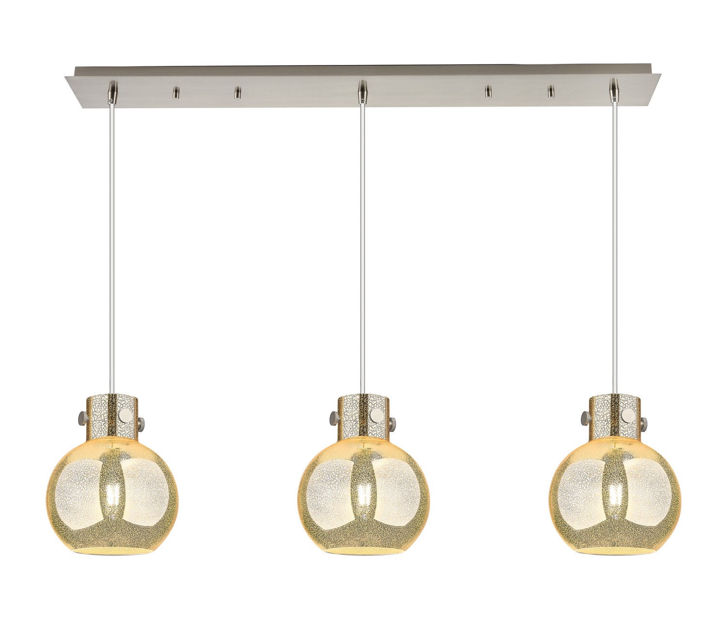Three Light Linear Pendant by Innovations - Newton Collection, Brushed Satin Nickel Finish - 123-410-1PS-SN-G410-8ME