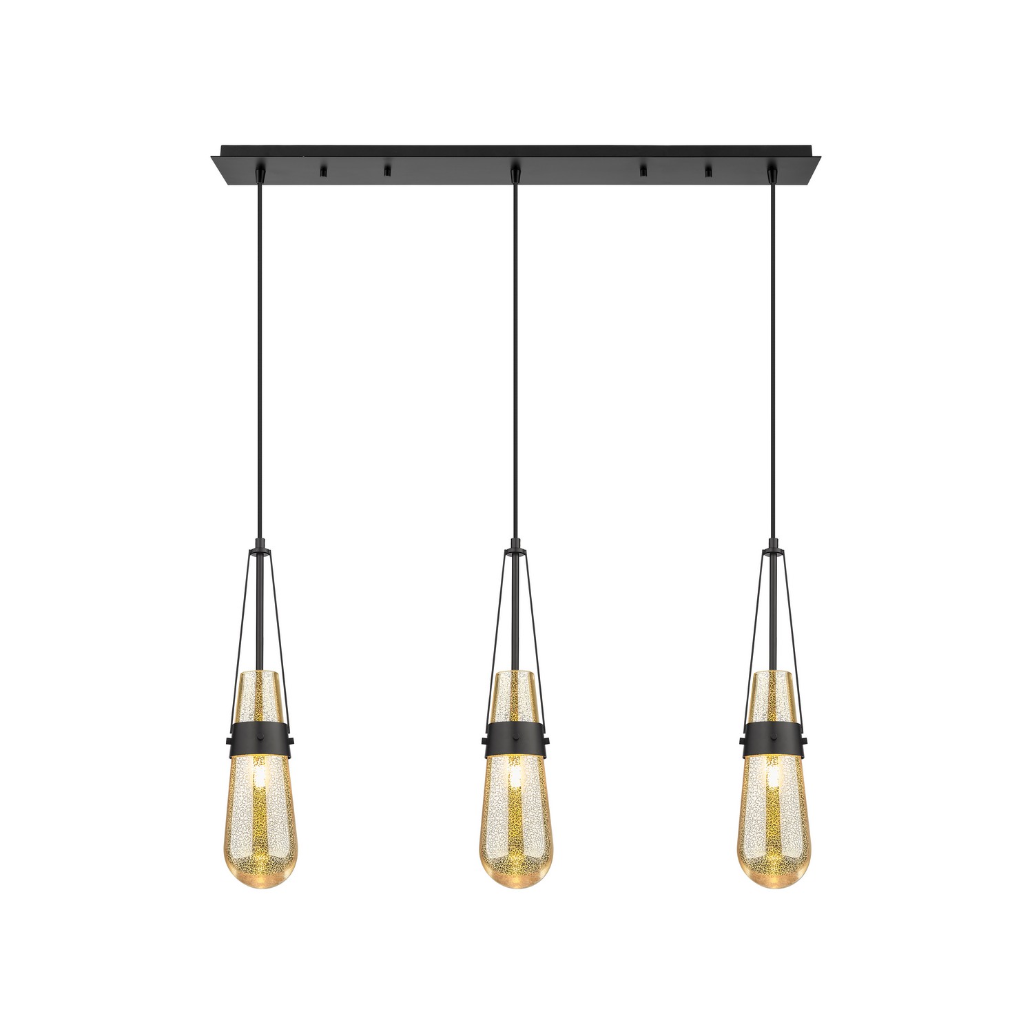 Three Light Linear Pendant by Innovations - Downtown Urban Collection, Matte Black Finish - 123-452-1P-BK-G452-4ME