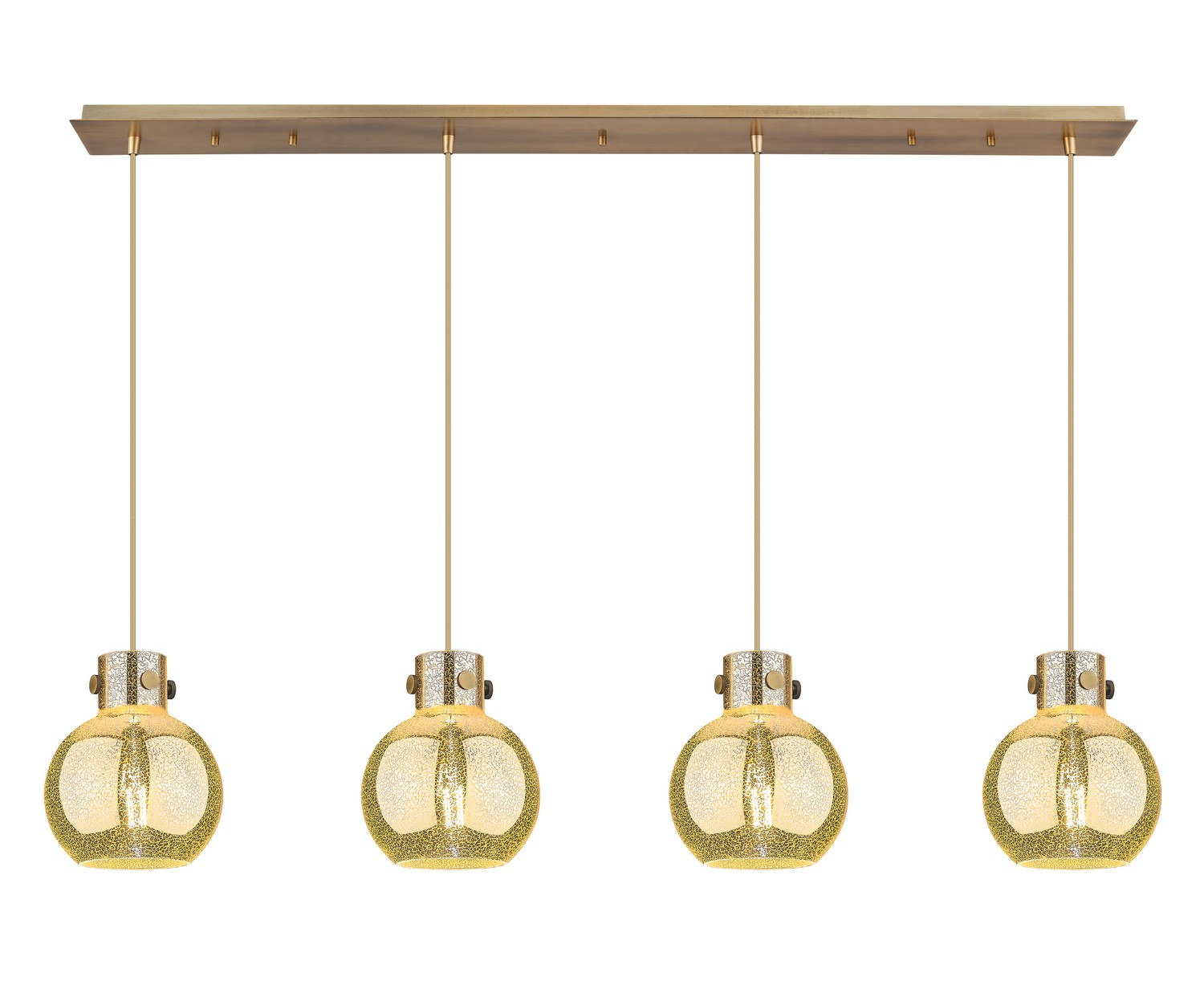 Four Light Linear Pendant by Innovations - Newton Collection, Brushed Brass Finish - 124-410-1PS-BB-G410-8ME