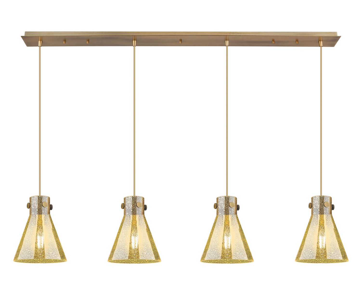Four Light Linear Pendant by Innovations - Downtown Urban Collection, Brushed Brass Finish - 124-410-1PS-BB-G411-8ME