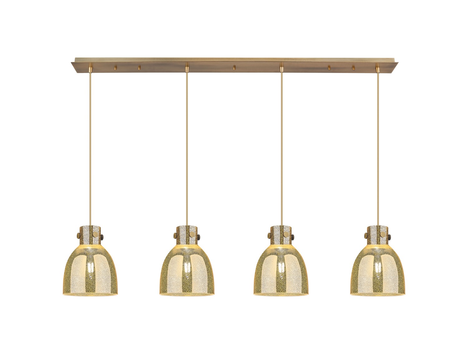 Four Light Linear Pendant by Innovations - Downtown Urban Collection, Brushed Brass Finish - 124-410-1PS-BB-G412-8ME