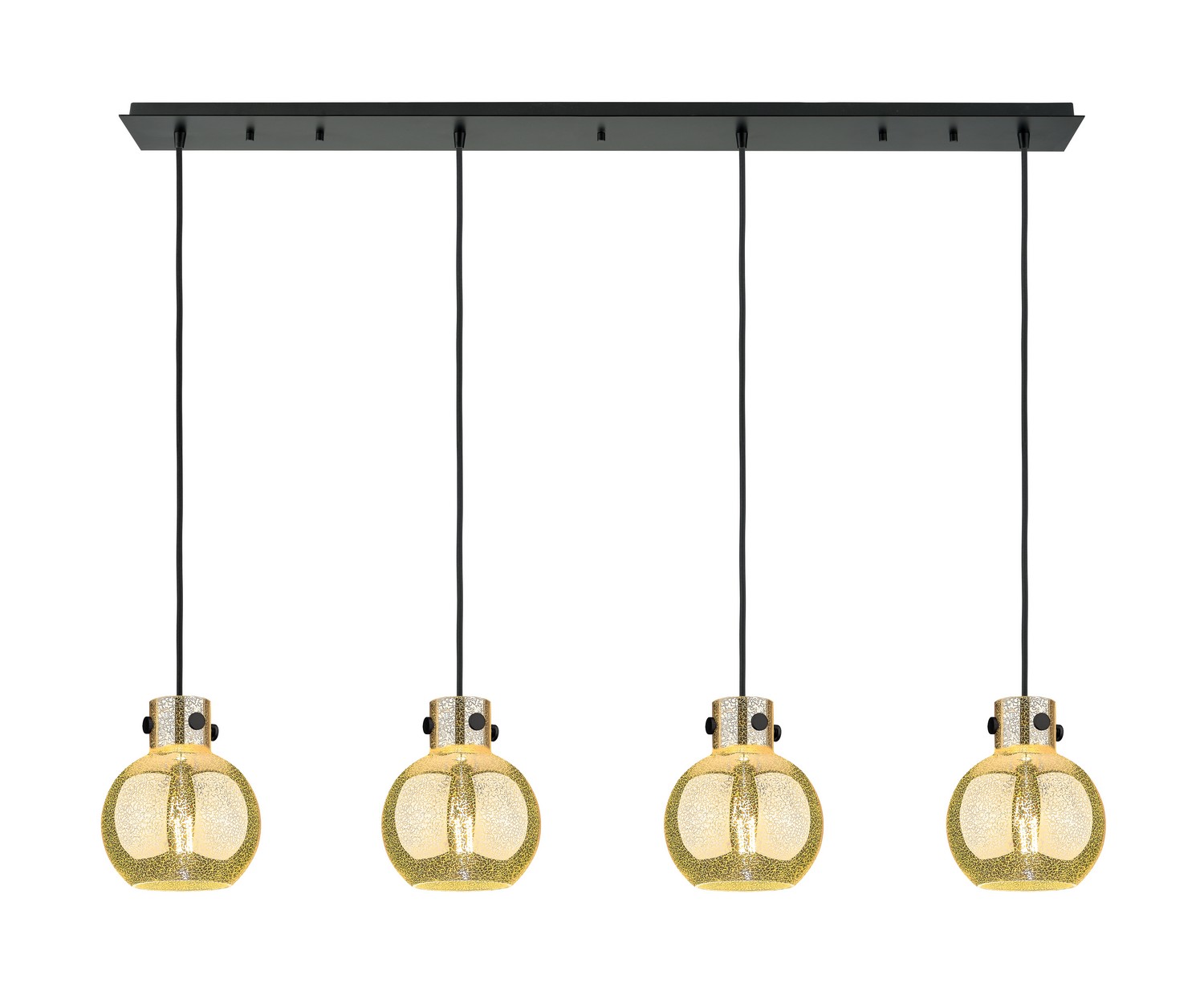 Four Light Linear Pendant by Innovations - Newton Collection, Matte Black Finish - 124-410-1PS-BK-G410-8ME
