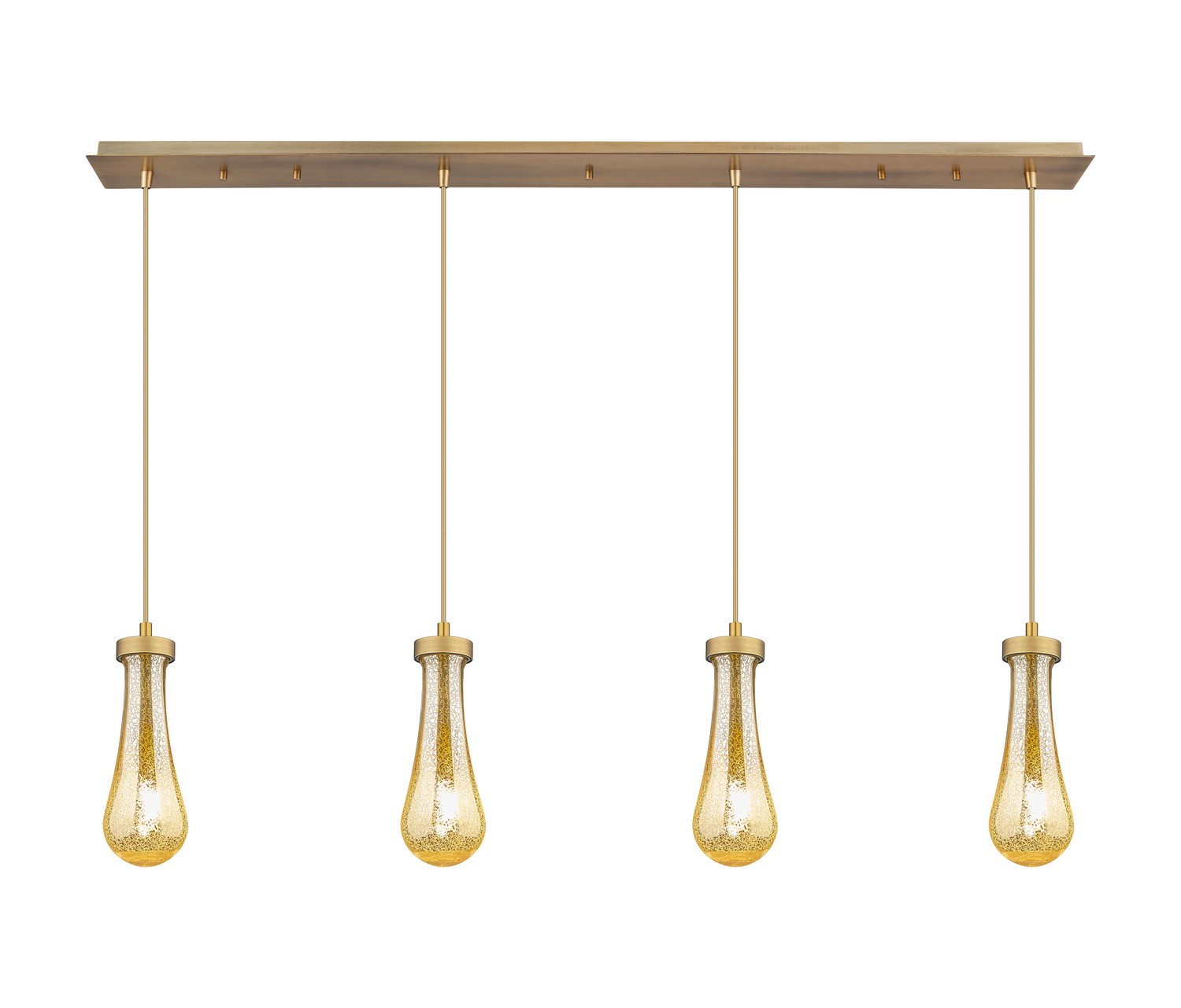 Four Light Linear Pendant by Innovations - Downtown Urban Collection, Brushed Brushed Brass Finish - 124-451-1P-BB-G451-4ME