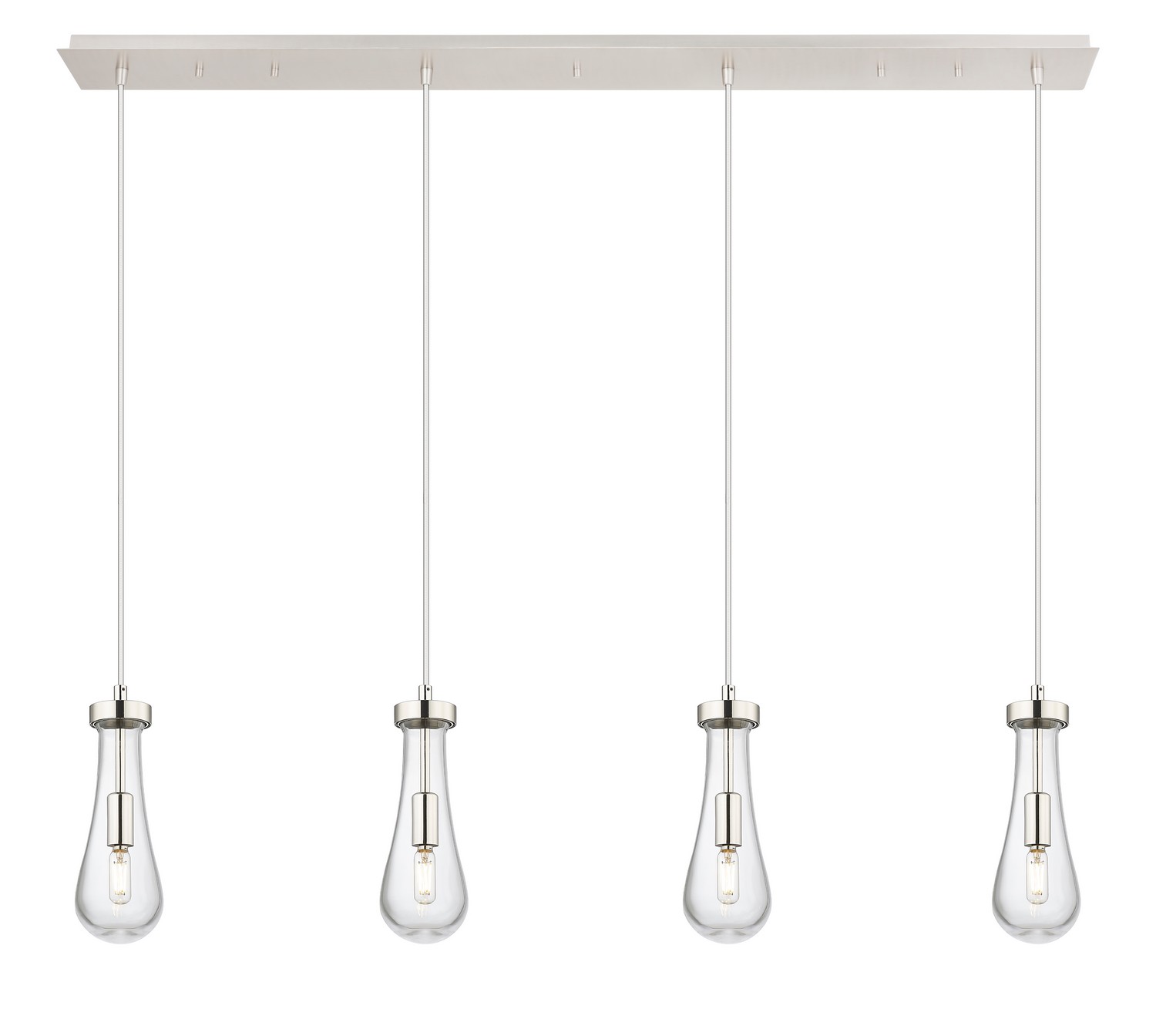 Four Light Linear Pendant by Innovations - Downtown Urban Collection, Polished Nickel Finish - 124-451-1P-PN-G451-4CL