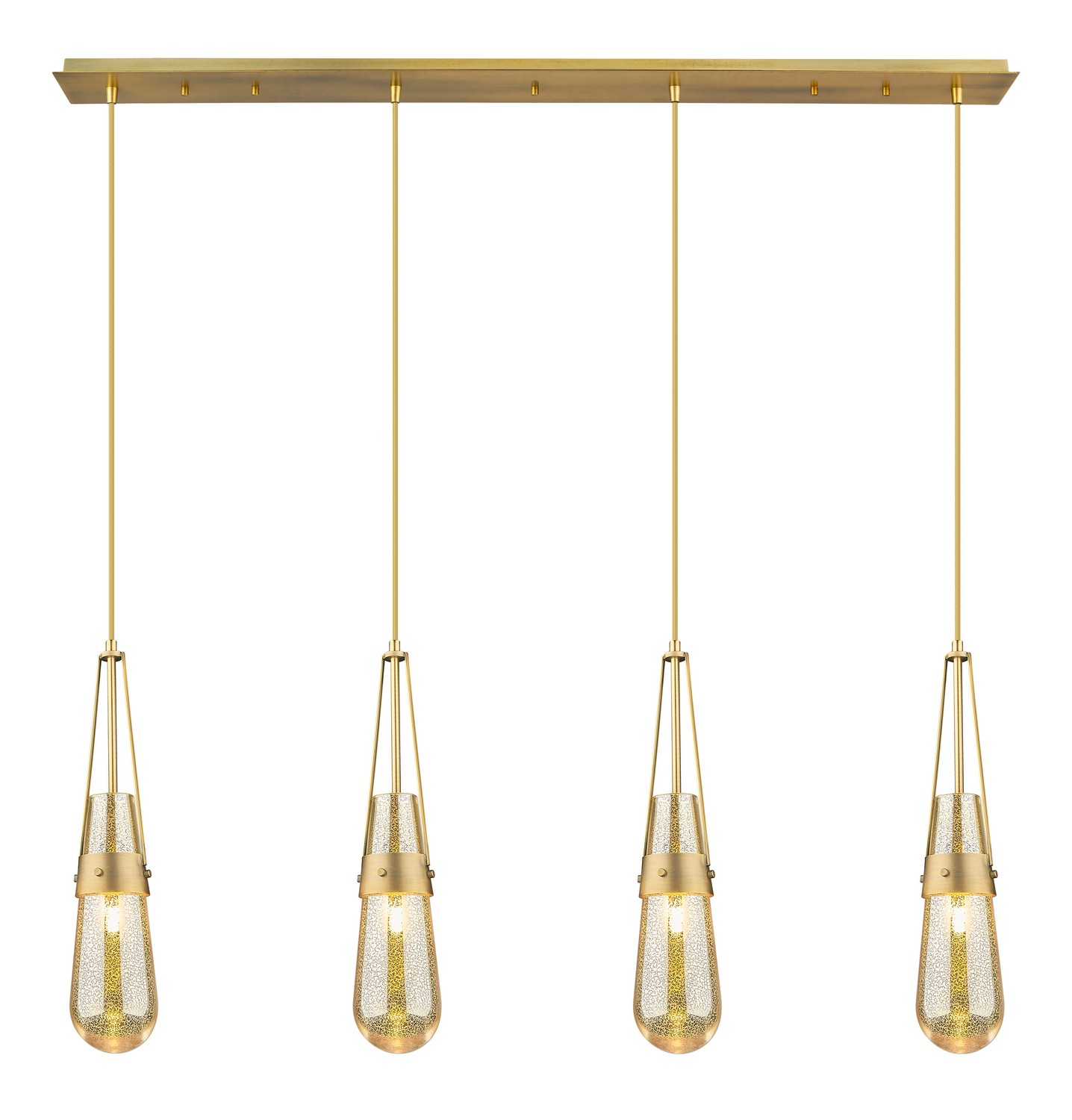 Four Light Linear Pendant by Innovations - Downtown Urban Collection, Brushed Brass Finish - 124-452-1P-BB-G452-4ME