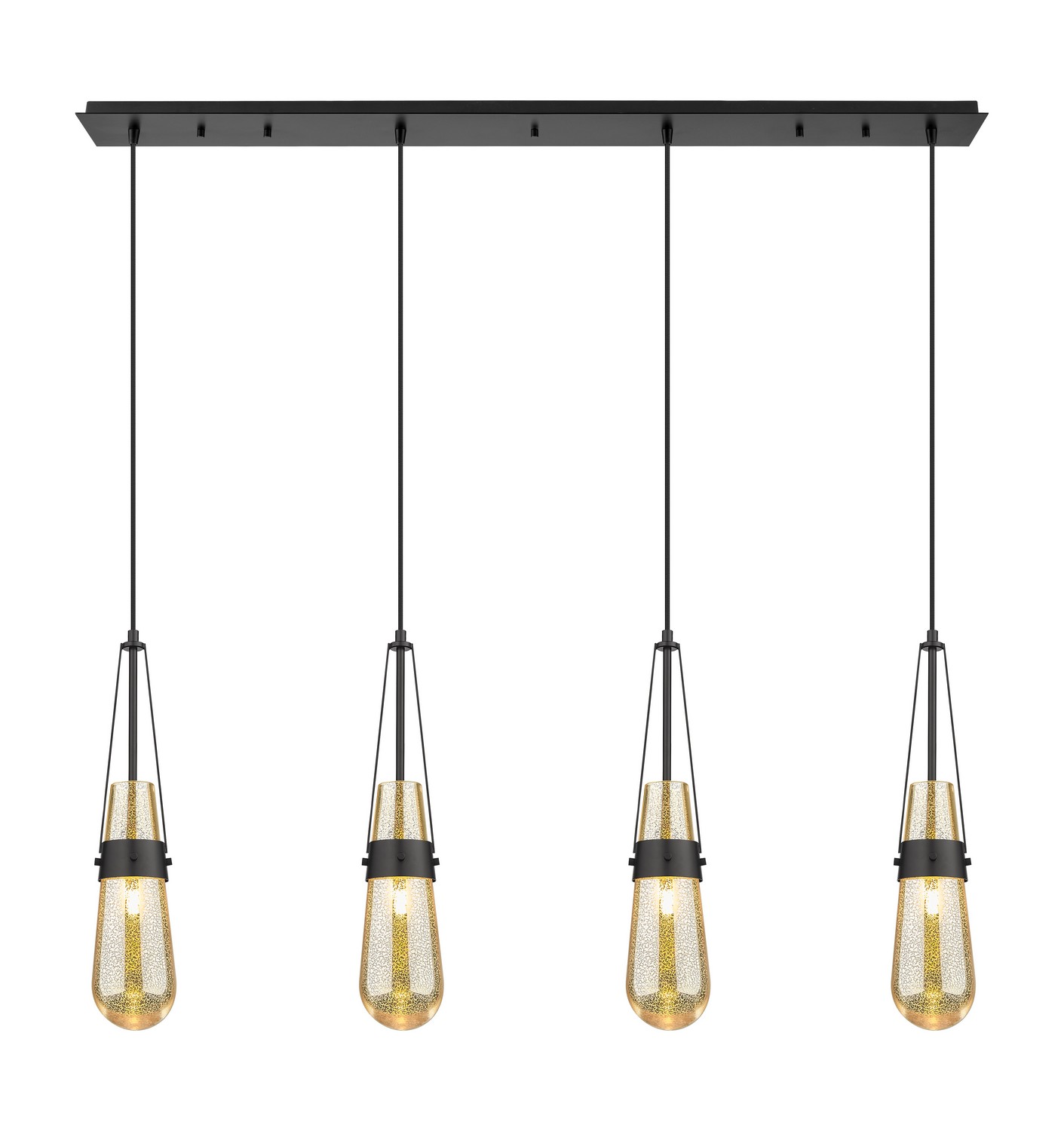 Four Light Linear Pendant by Innovations - Downtown Urban Collection, Matte Black Finish - 124-452-1P-BK-G452-4ME