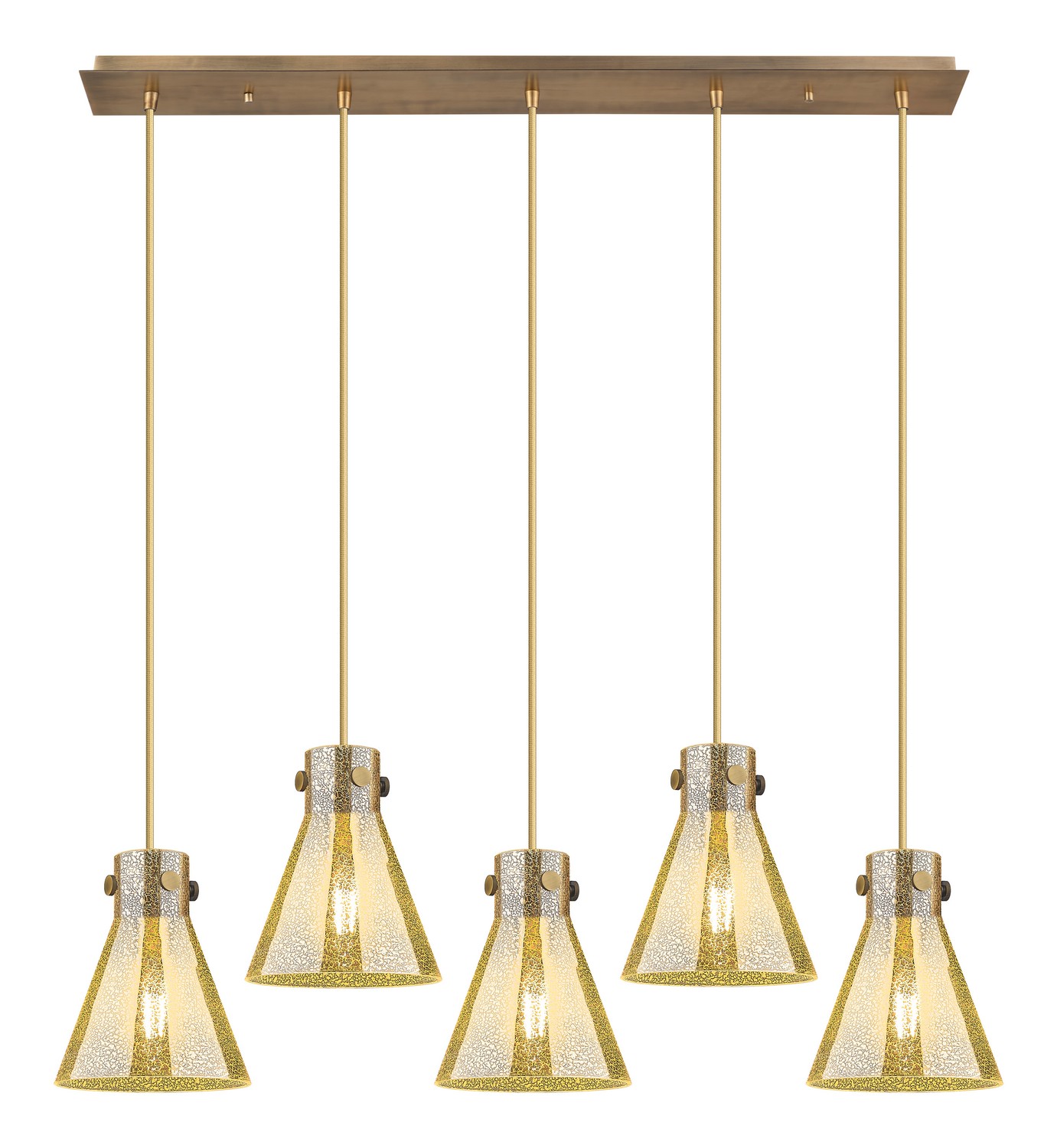 Five Light Linear Pendant by Innovations - Downtown Urban Collection, Brushed Brass Finish - 125-410-1PS-BB-G411-8ME