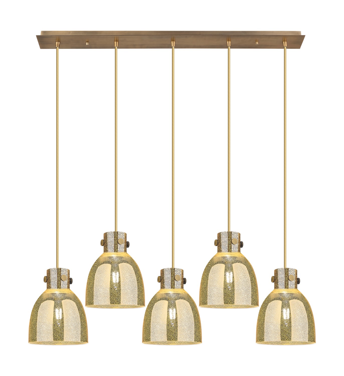 Five Light Linear Pendant by Innovations - Downtown Urban Collection, Brushed Brass Finish - 125-410-1PS-BB-G412-8ME