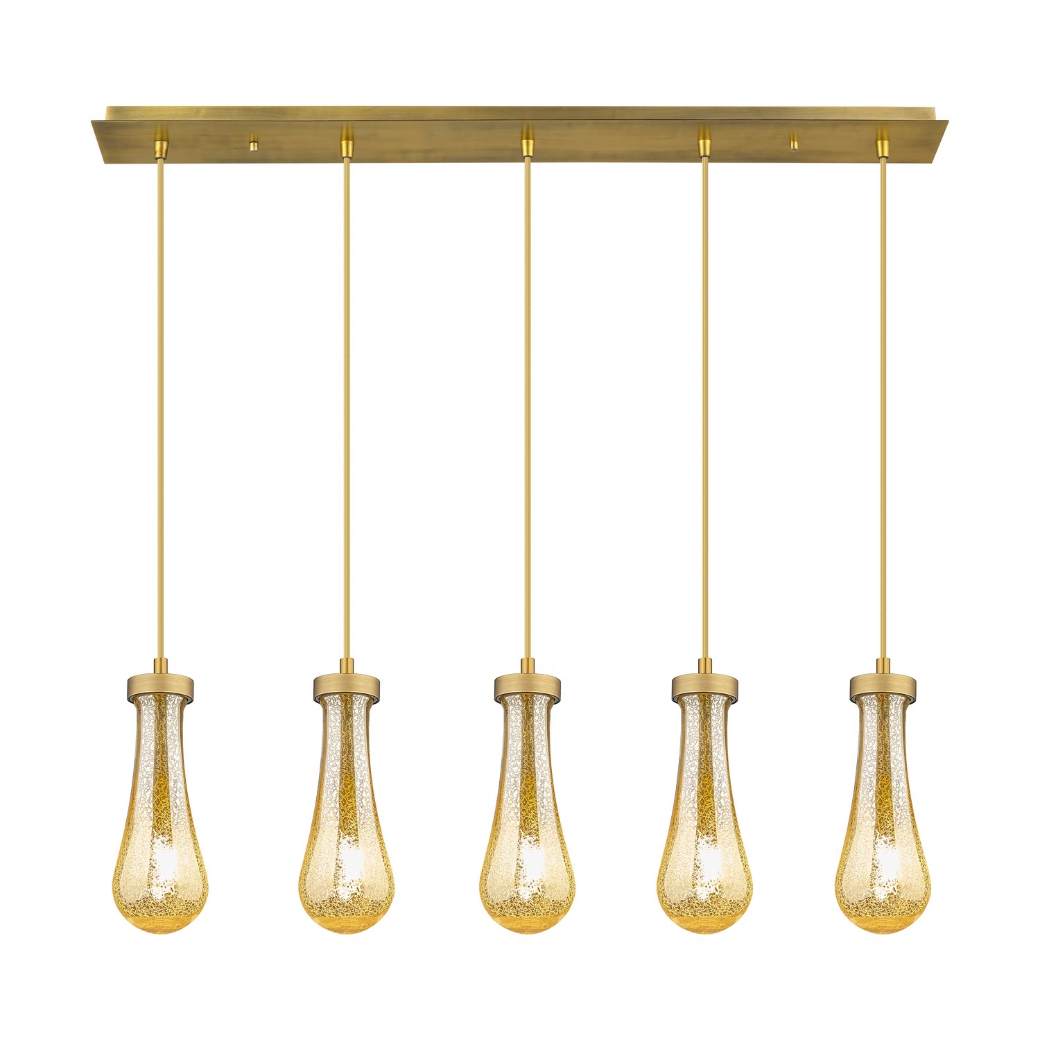 Five Light Linear Pendant by Innovations - Downtown Urban Collection, Brushed Brushed Brass Finish - 125-451-1P-BB-G451-4ME
