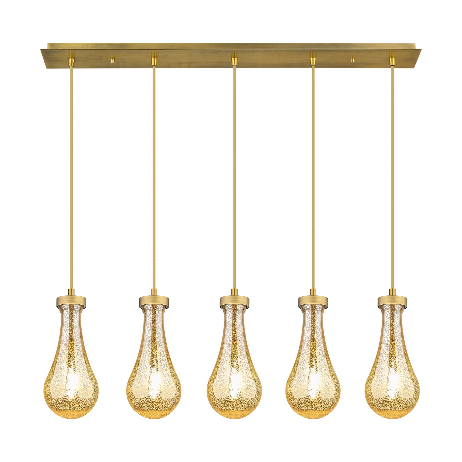 Five Light Linear Pendant by Innovations - Downtown Urban Collection, Brushed Brass Finish - 125-451-1P-BB-G451-5ME