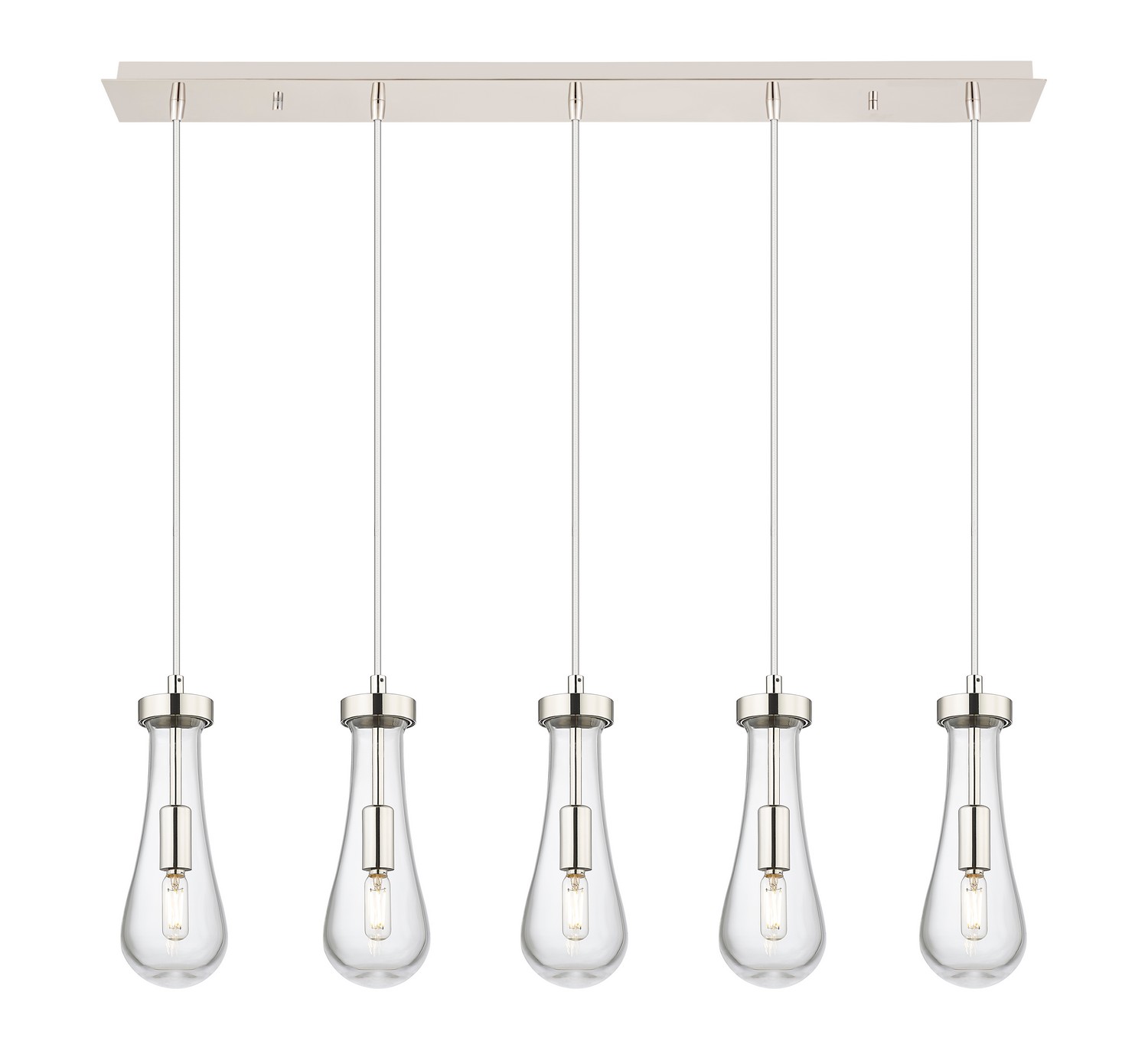 Five Light Linear Pendant by Innovations - Downtown Urban Collection, Polished Nickel Finish - 125-451-1P-PN-G451-4CL