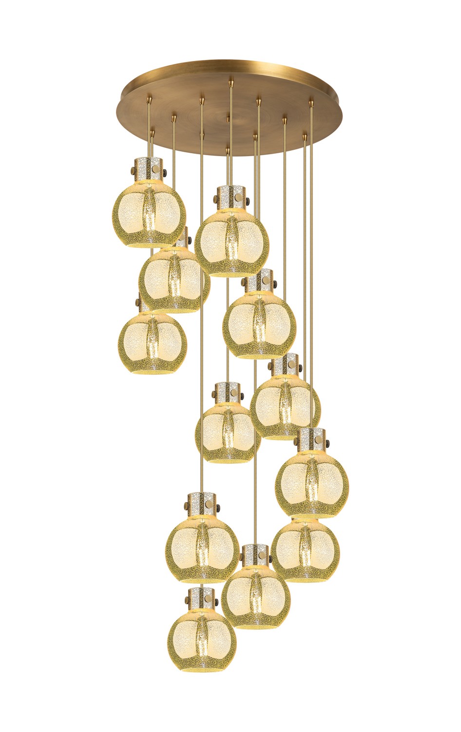 12 Light Pendant by Innovations - Newton Collection, Brushed Brass Finish - 126-410-1PS-BB-G410-8ME