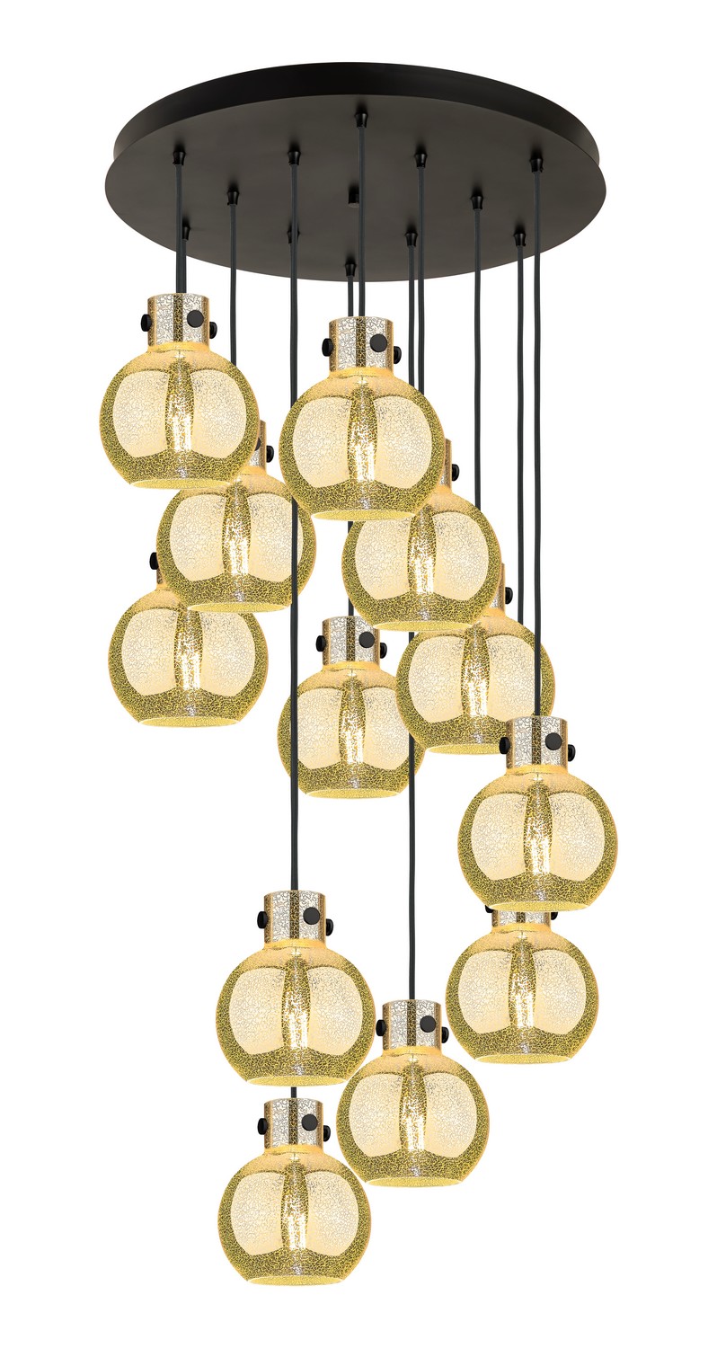 12 Light Pendant by Innovations - Newton Collection, Matte Black Finish - 126-410-1PS-BK-G410-8ME