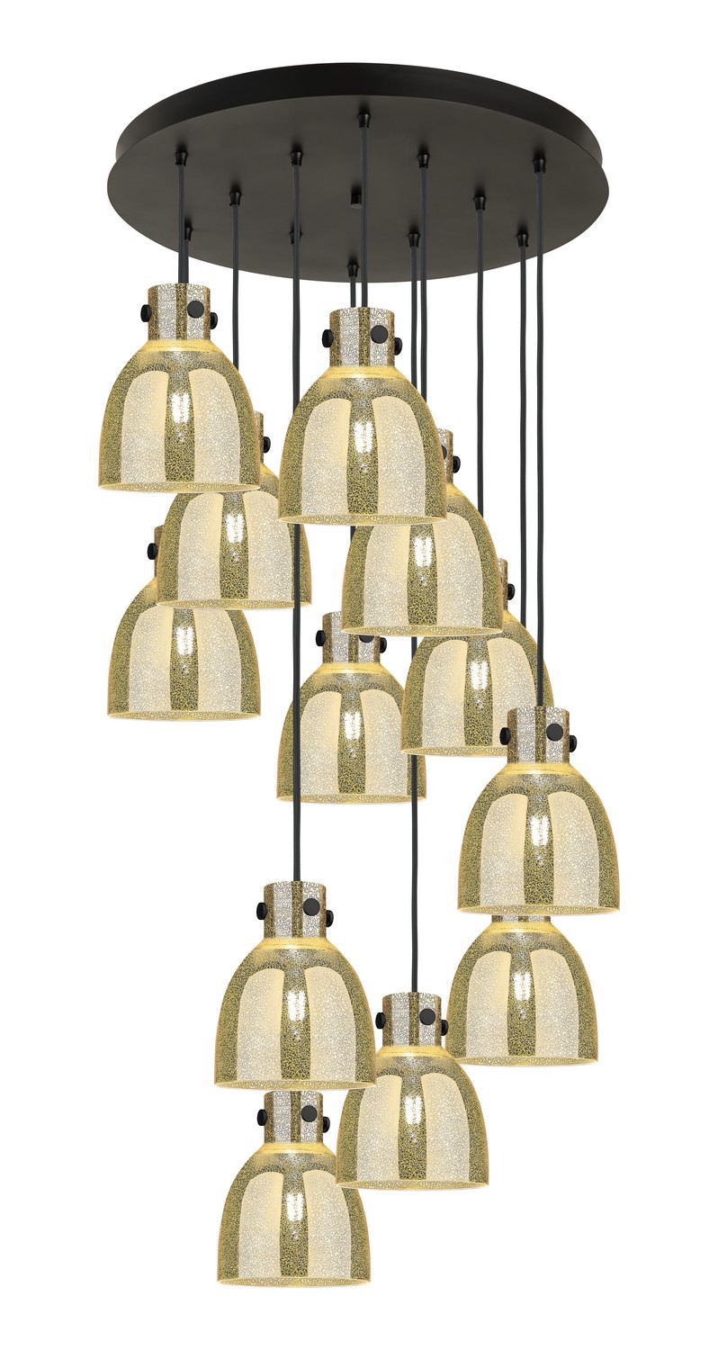 12 Light Pendant by Innovations - Downtown Urban Collection, Matte Black Finish - 126-410-1PS-BK-G412-8ME