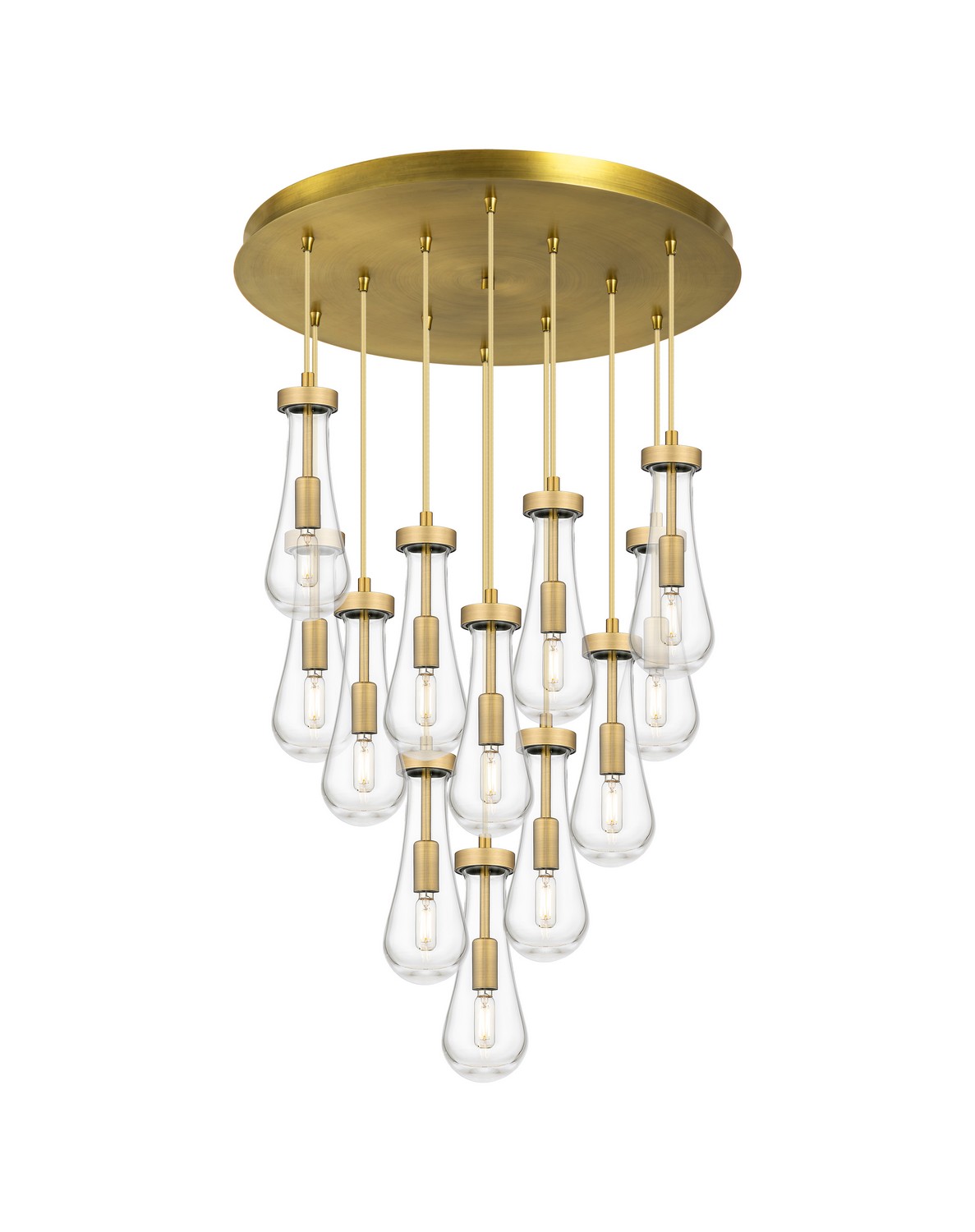 12 Light Pendant by Innovations - Downtown Urban Collection, Brushed Brass Finish - 126-451-1P-BB-G451-4CL