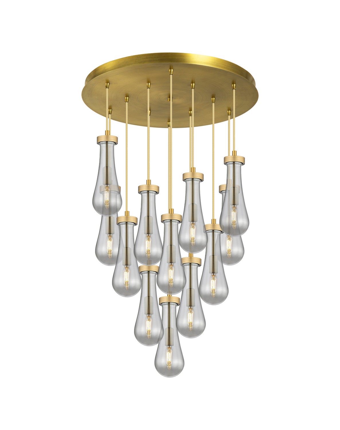 12 Light Pendant by Innovations - Downtown Urban Collection, Brushed Brass Finish - 126-451-1P-BB-G451-4SM