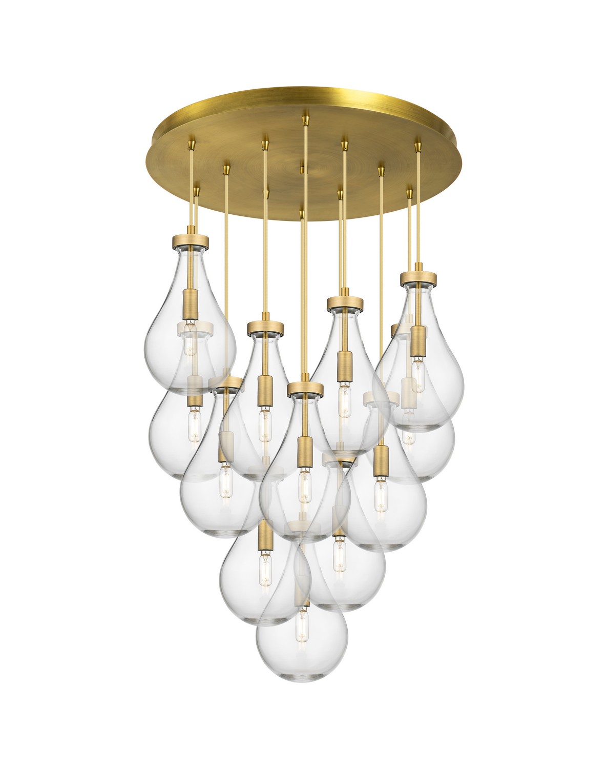 12 Light Pendant by Innovations - Downtown Urban Collection, Brushed Brass Finish - 126-451-1P-BB-G451-7CL