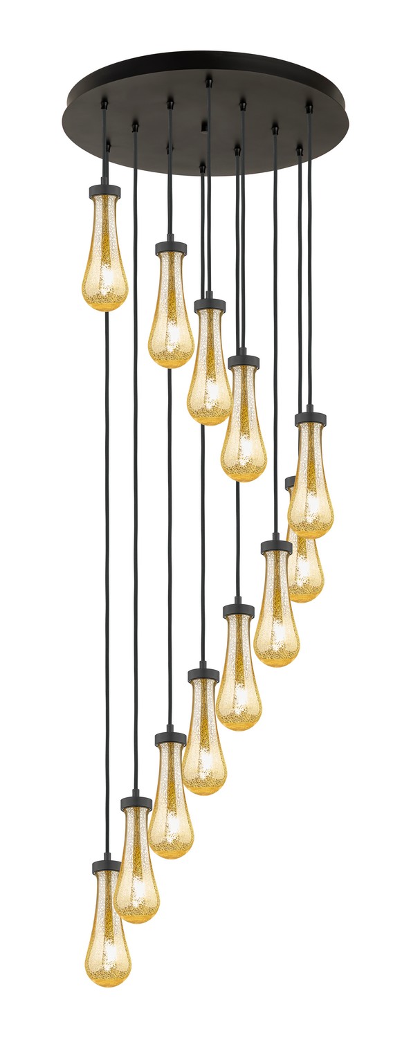 12 Light Pendant by Innovations - Downtown Urban Collection, Brushed Matte Black Finish - 126-451-1P-BK-G451-4ME
