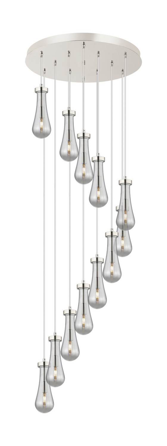 12 Light Pendant by Innovations - Downtown Urban Collection, Polished Nickel Finish - 126-451-1P-PN-G451-4SM