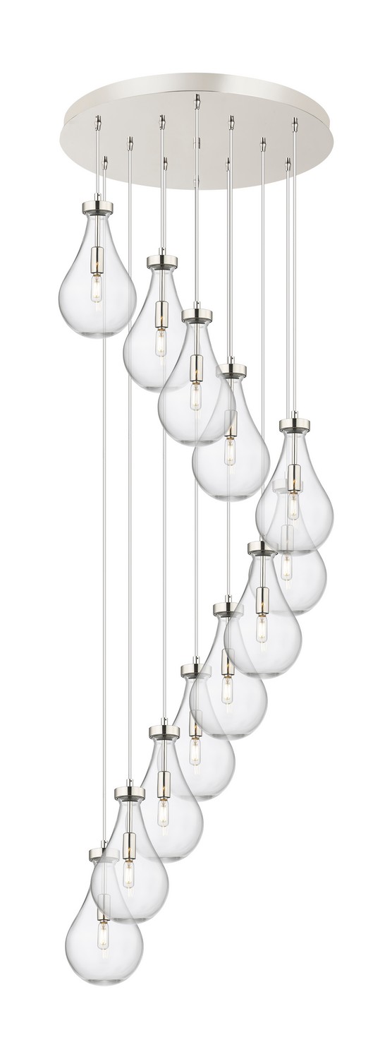 12 Light Pendant by Innovations - Downtown Urban Collection, Polished Nickel Finish - 126-451-1P-PN-G451-7CL