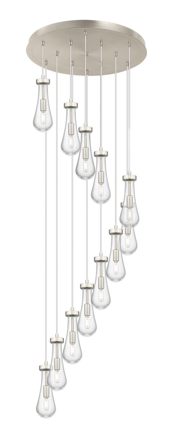 12 Light Pendant by Innovations - Downtown Urban Collection, Brushed Satin Nickel Finish - 126-451-1P-SN-G451-4CL