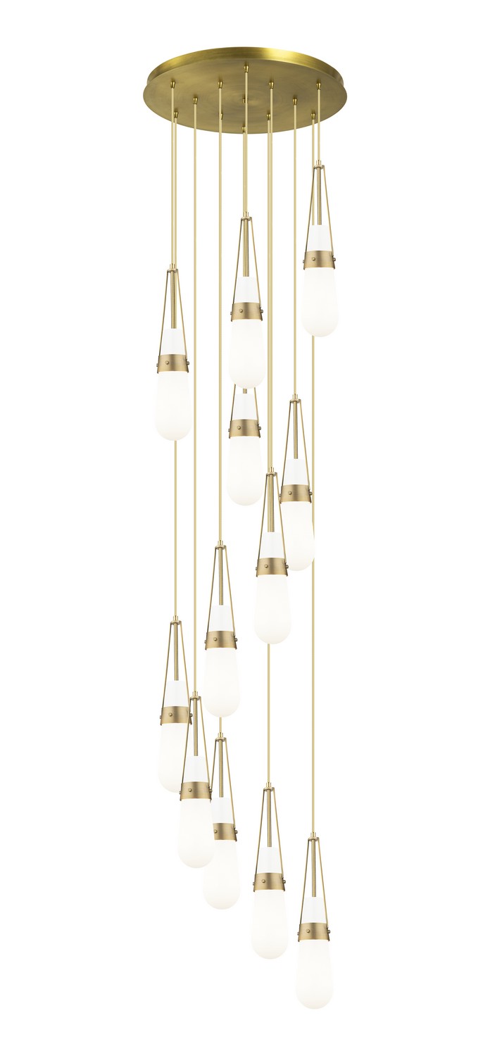 12 Light Pendant by Innovations - Downtown Urban Collection, Brushed Brass Finish - 126-452-1P-BB-G452-4GWH