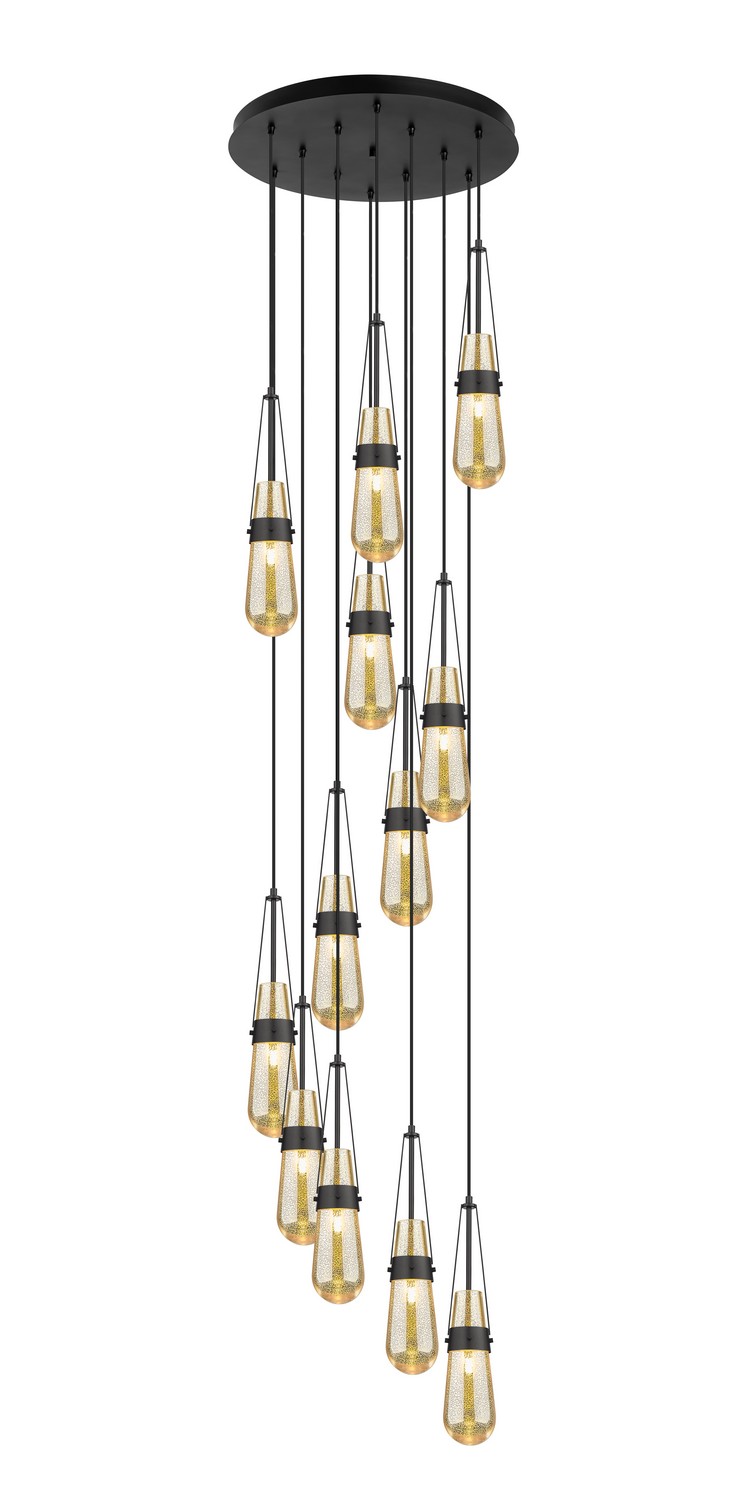 12 Light Pendant by Innovations - Downtown Urban Collection, Matte Black Finish - 126-452-1P-BK-G452-4ME