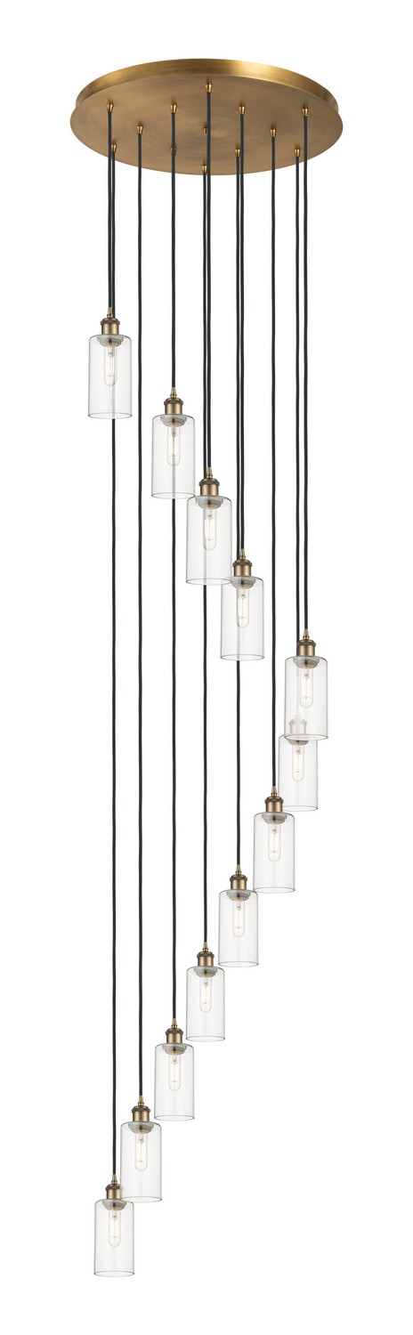 12 Light Pendant by Innovations - Downtown Urban Collection, Brushed Brass Finish - 126B-12P-BB-G434-7CL