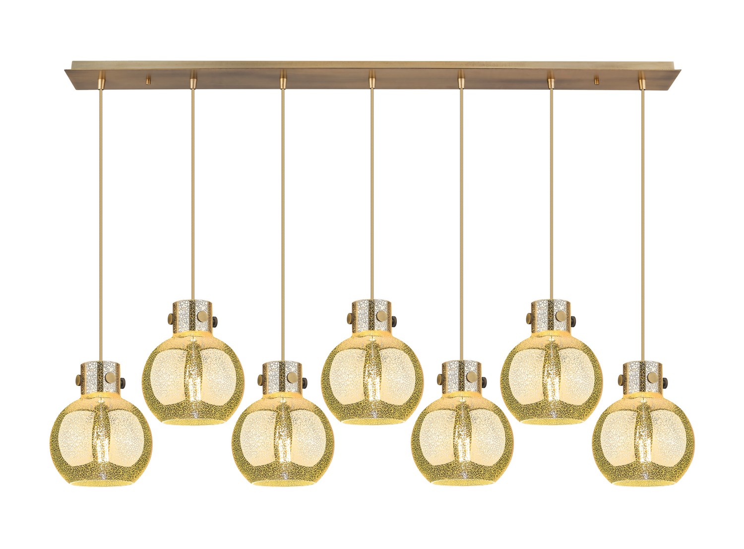 Seven Light Linear Pendant by Innovations - Newton Collection, Brushed Brass Finish - 127-410-1PS-BB-G410-8ME