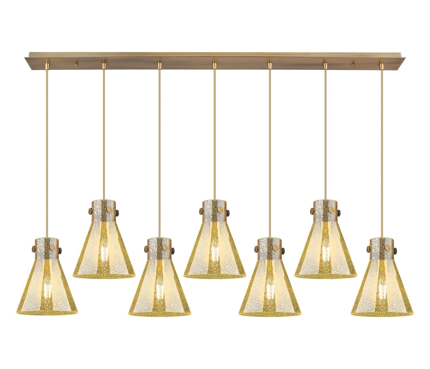 Seven Light Linear Pendant by Innovations - Downtown Urban Collection, Brushed Brass Finish - 127-410-1PS-BB-G411-8ME