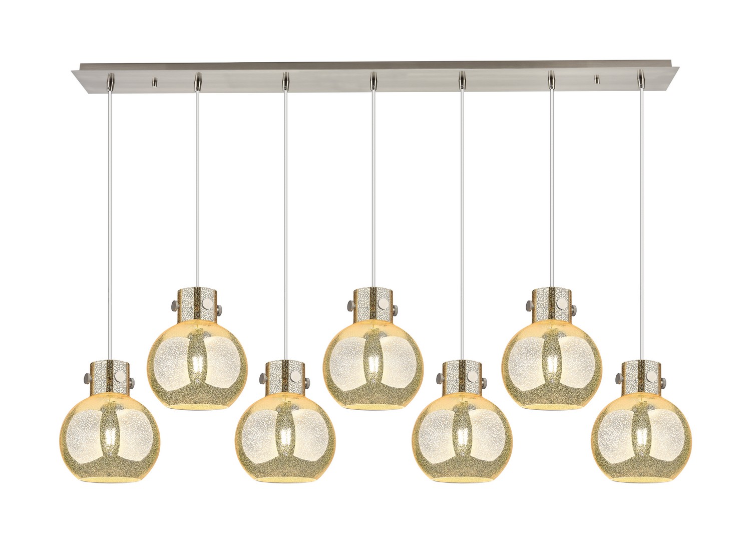 Seven Light Linear Pendant by Innovations - Newton Collection, Brushed Satin Nickel Finish - 127-410-1PS-SN-G410-8ME