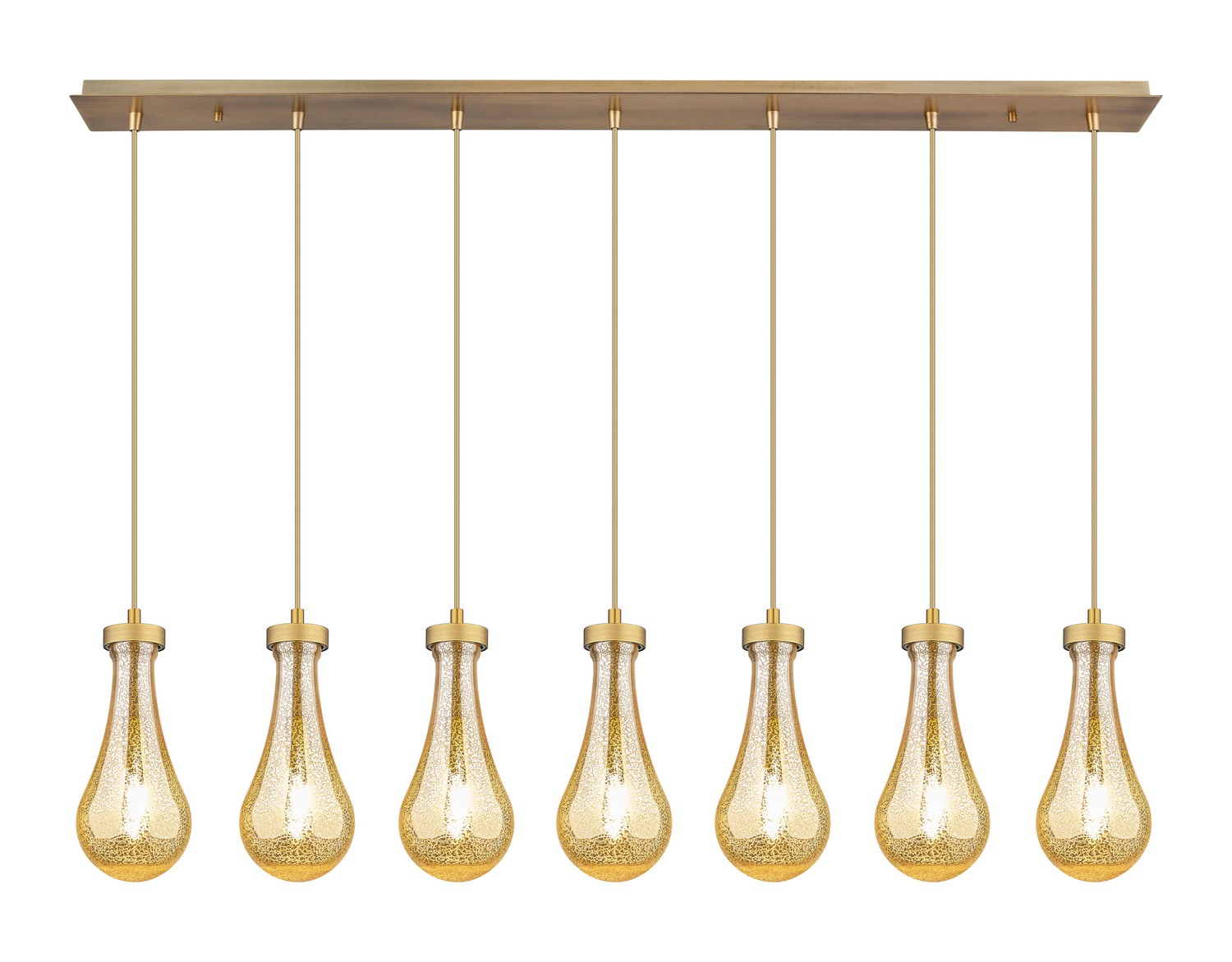 Seven Light Linear Pendant by Innovations - Downtown Urban Collection, Brushed Brass Finish - 127-451-1P-BB-G451-5ME