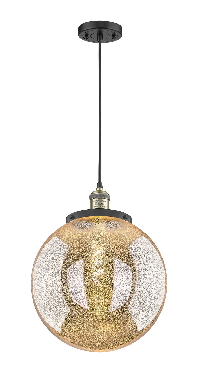 One Light Mini Pendant by Innovations - Franklin Restoration Collection, Black Antique Brass Finish - 201C-BAB-G208-14